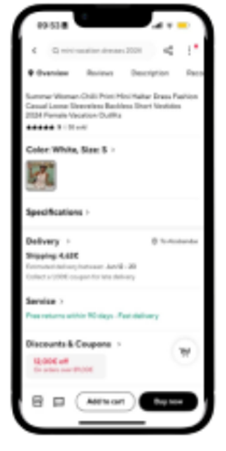 Original add to cart flow with extra steps nudging quick cart commitment