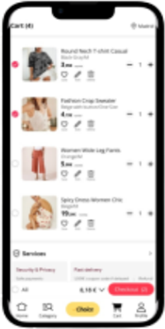 Redesigned cart where users choose what to check out themselves with no pre-selection