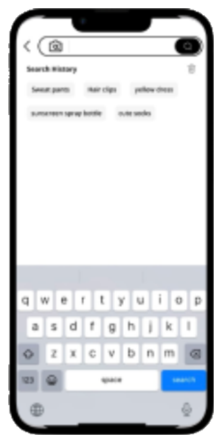 Redesigned search screen simplified to recent search history and focused categories