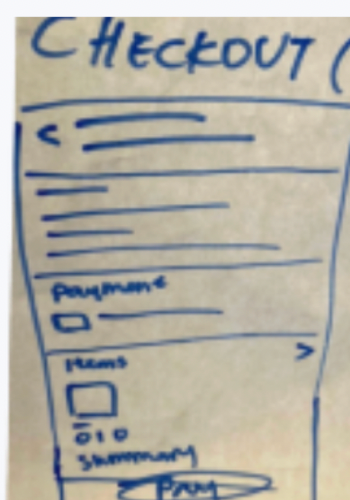 Hand-drawn Checkout wireframe