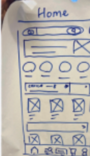 Hand-drawn Home screen wireframe