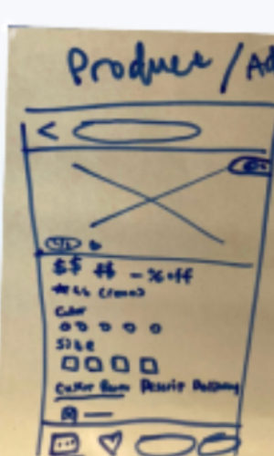 Hand-drawn Product / Add to Cart wireframe