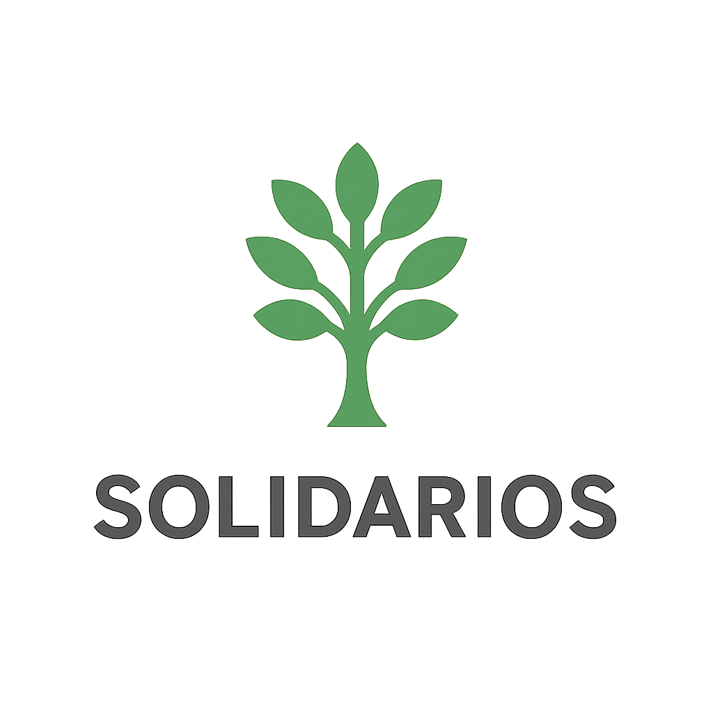 SOLIDARIOS NGO logo with a green tree